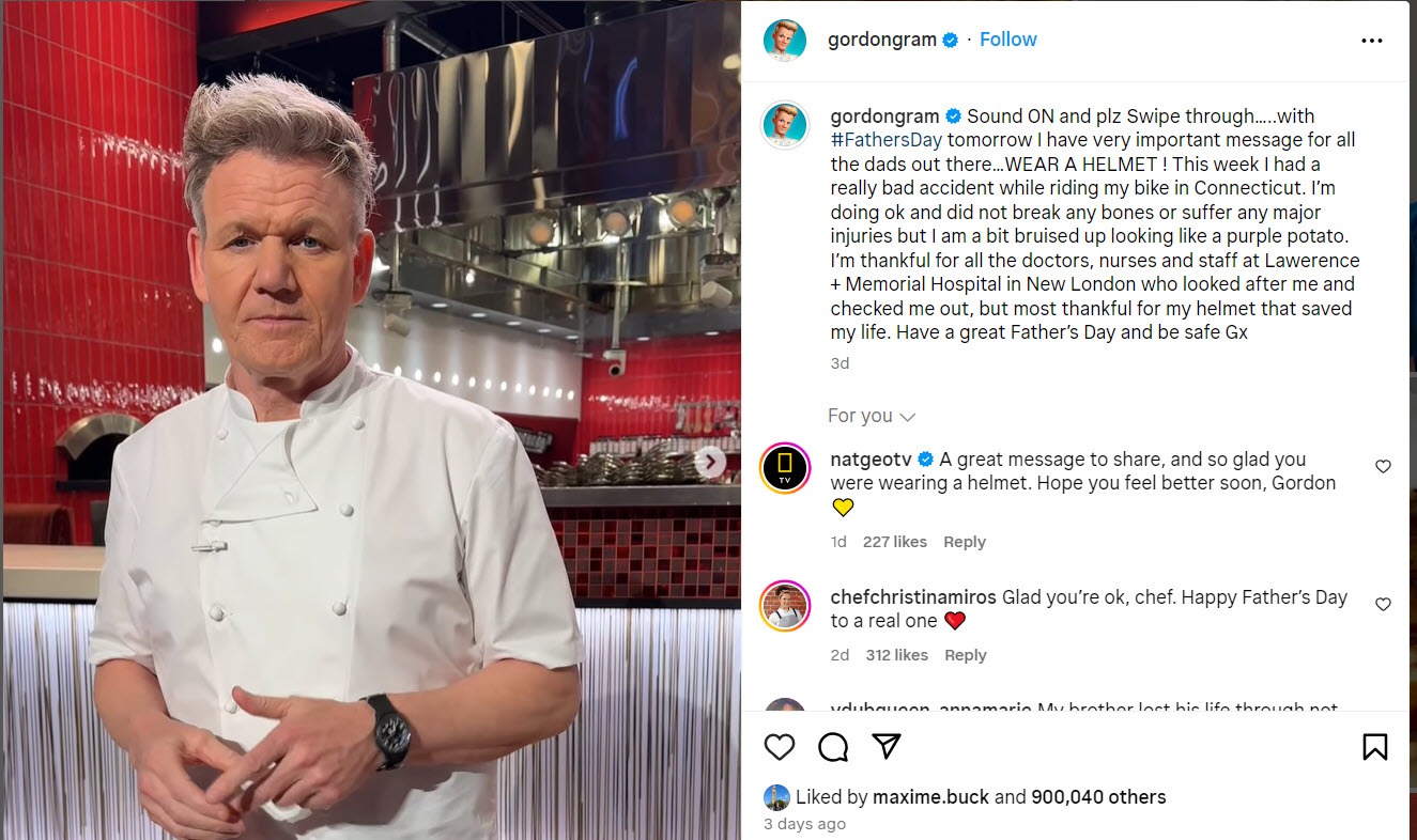 chef, Gordon Ramsey, accident, SUA