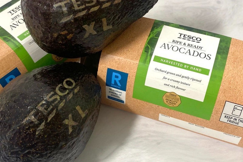 avocado, lasere, tesco, ambalaje