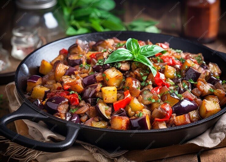rețeta cu legume caponata siciliana conserve de legume zacuscă gust dulce acrișor umami rețetă mediteraneana