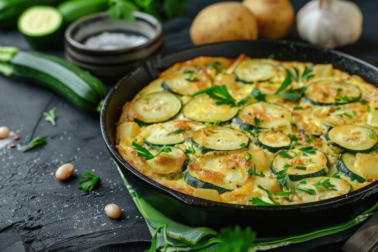 fritta cu dovlecei și ceapă frittata cu legume reteta de frittata cu dovlecei idei de pranz sanatos reteta rapida