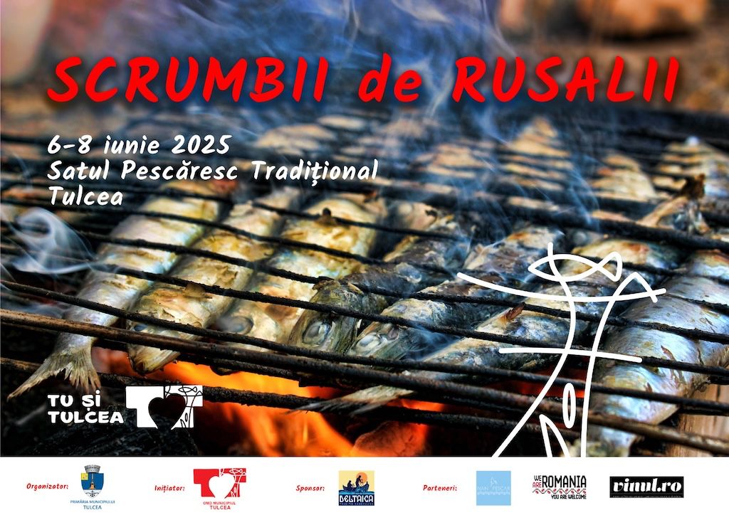 Tulcea celebrează din nou gustul unic al scrumbiei dunărene și tradițiile pescărești, în cadrul Festivalului „Scrumbii de Rusalii”, care va avea loc în perioada 6–8 iunie 2025, în pitorescul Sat Pescăresc Tradițional
