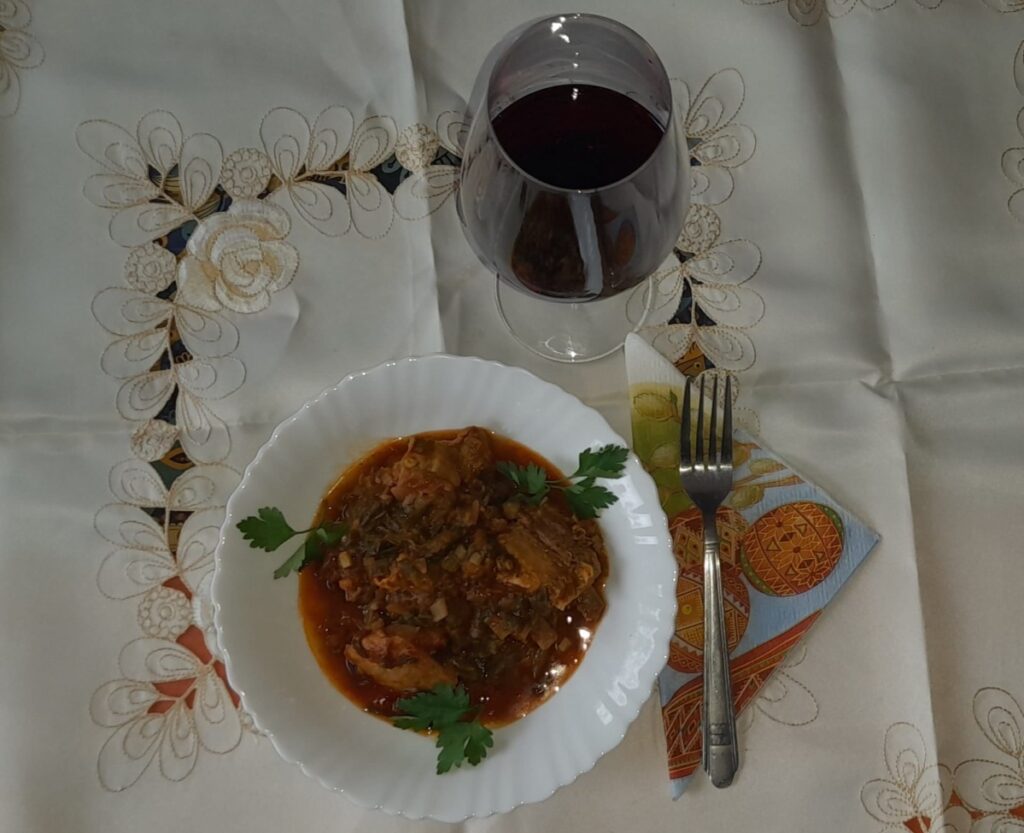 stufat de miel, tocăniță de miel, verdețuri