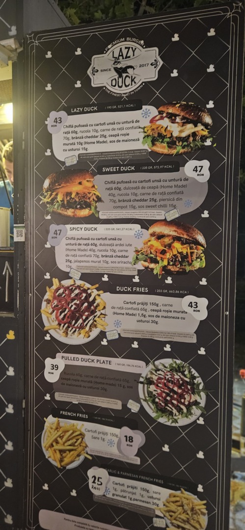 Prețuri Lazy Duck, burgeri la Neversea